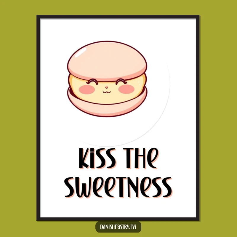 Funny Kissing Macaron Poster: Rosy Cheek Wall Art, Ideal Humorous Gift