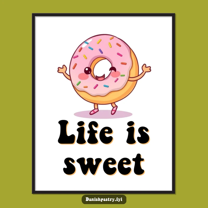 Funny Donut Frosting Dance Poster: Cheerful Sprinkled Art Print, Ideal Funny Gift Decor