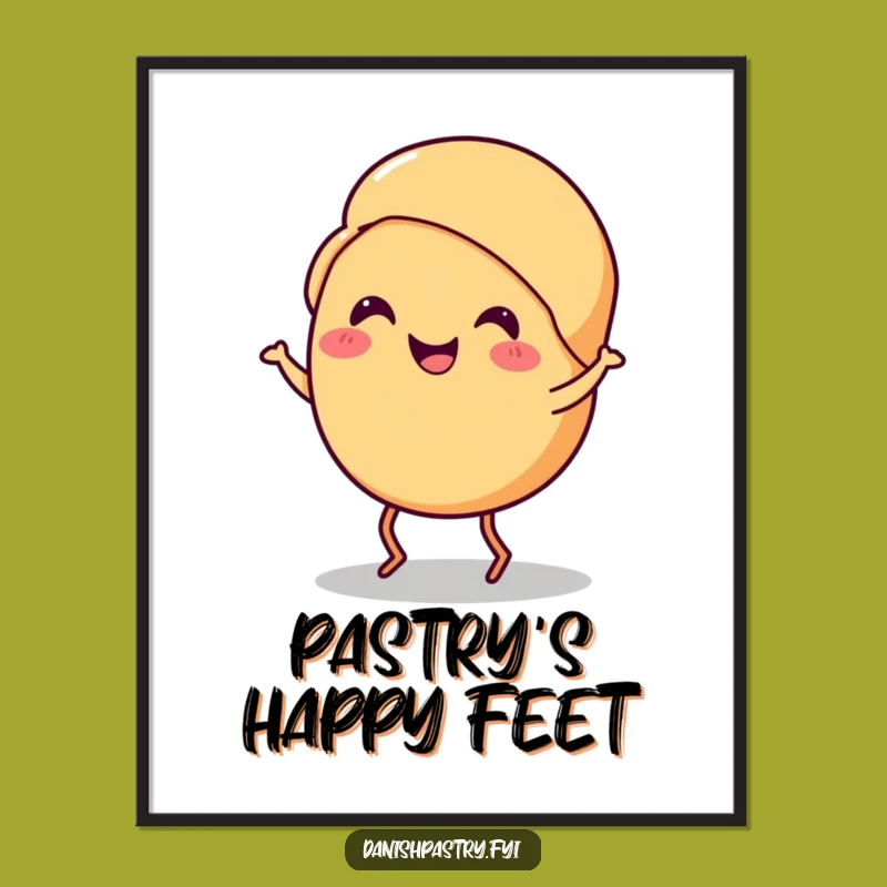 Funny Croissant Jig Poster: Smiling Pastry Dance Wall Art Gift