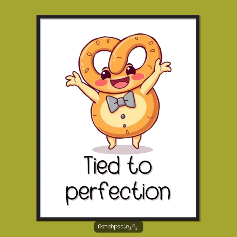 Funny Pretzel Somersault Poster: Grinning Snack Wall Art Gift