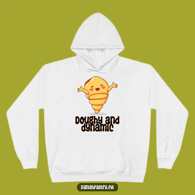 Funny Croissant Hoodie - Cozy Smiling Pastry Cartwheeling, Warm Foodie Gift