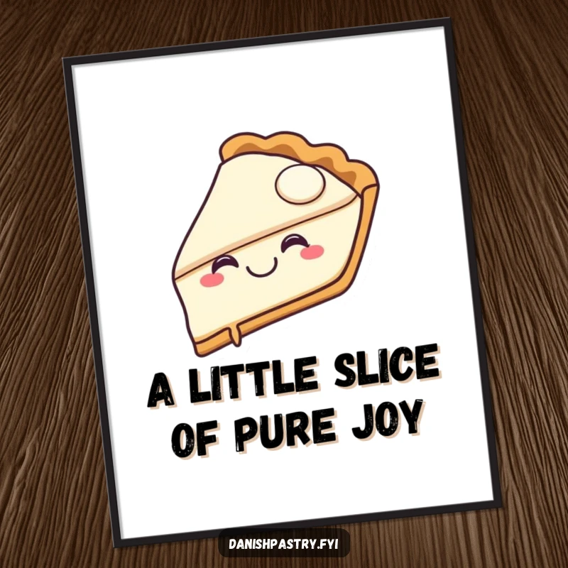Funny free printable wall art of a joyful pie slice with a happy grin taking a bite, perfect for kitchens.