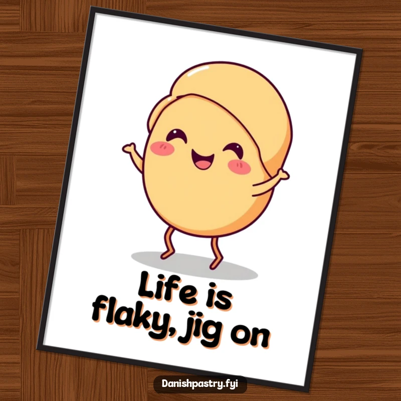 Funny Free Printable Wall Art: A smiling croissant with tiny legs performs a cheerful jig, adding playful energy to decor.