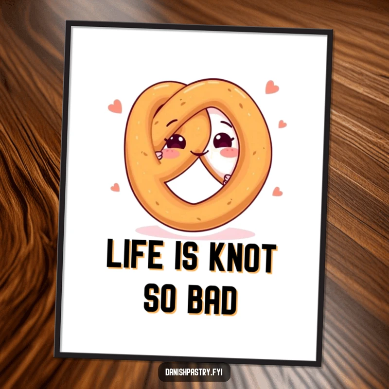Funny Free Printable Wall Art: A happy pretzel twists playfully, adding a dose of quirky fun to any wall.