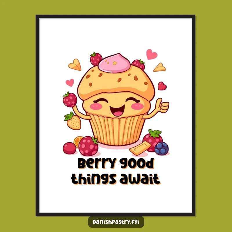 Free Printable Wall Art: Muffin Juggling Berries Funny Downloadable Art