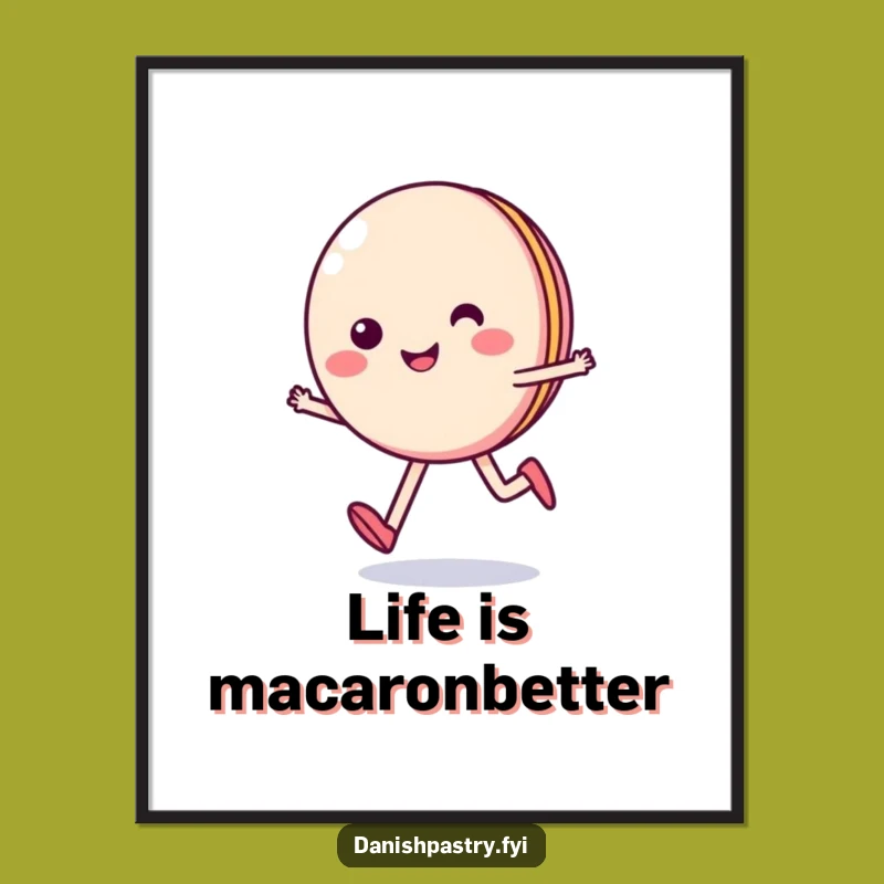Free Printable Wall Art: Smiling Macaron Skip Funny Downloadable Art