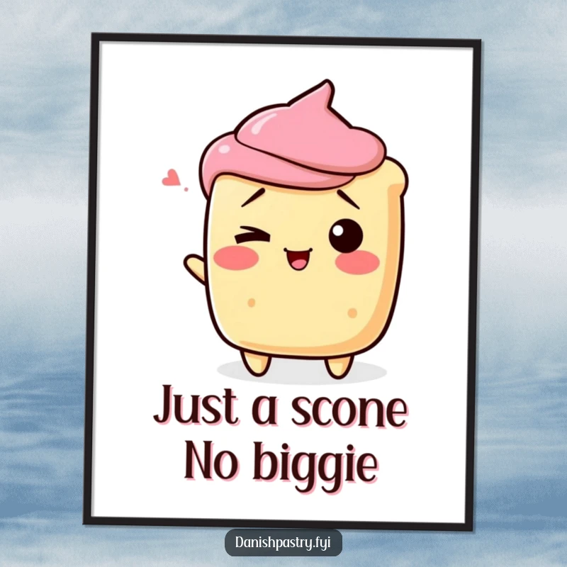 Funny Free Printable Wall Art: A scone character playfully shrugging with a cheeky wink, adding a fun vibe.