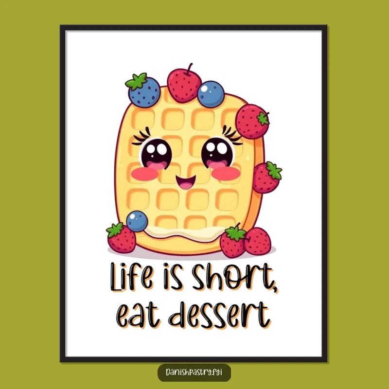 Free Printable Waffle Wall Art: Juggling Berries Design, Fun Downloadable Kitchen Decor