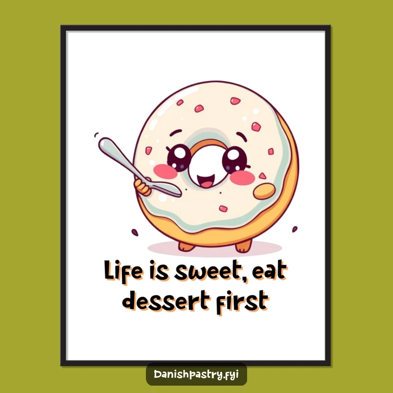 Free Printable Donut Wall Art: Hilarious Chasing Spoon Design, Funny Downloadable Decor
