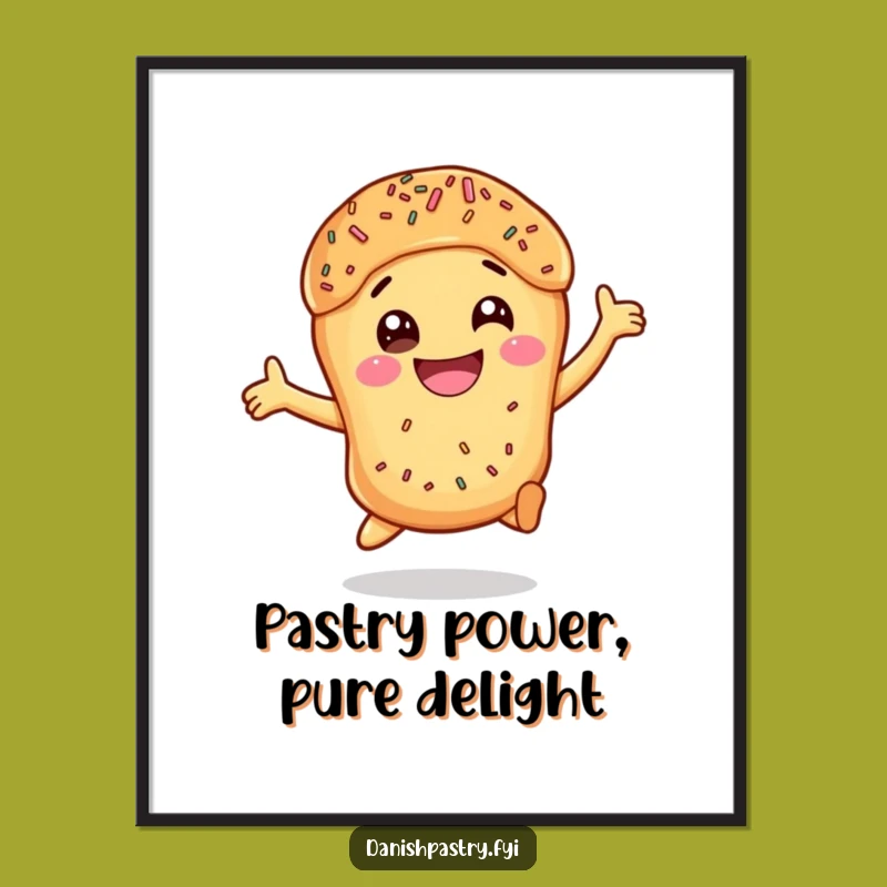 Funny Printable Wall Art: Excited Sprinkled Danish Pastry Downloadable Decor