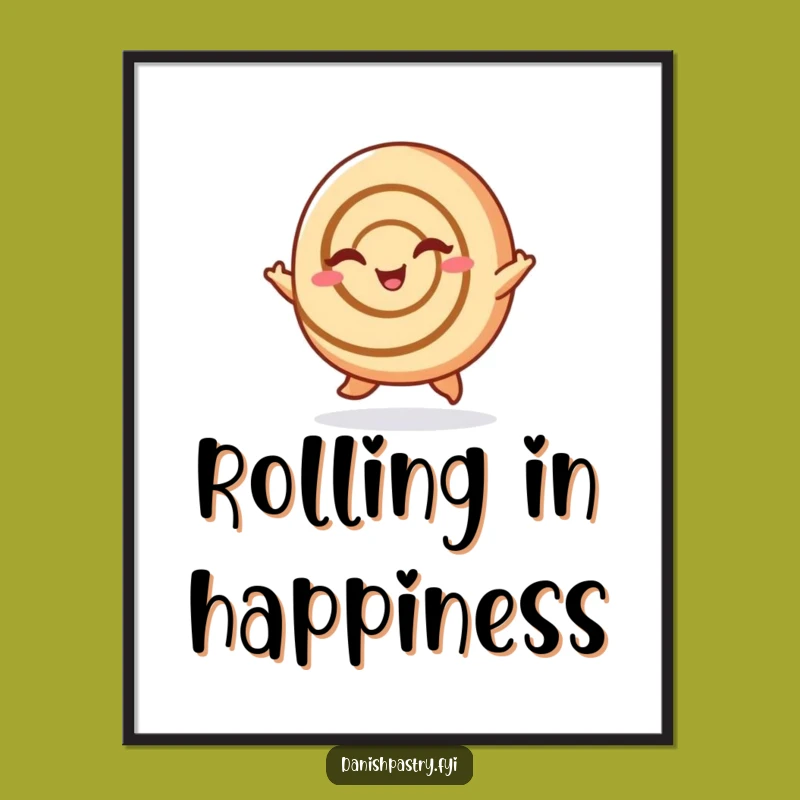 Free Printable Wall Art: Cinnamon Roll's Cheerful Hop, Funny Downloadable Decor Gift