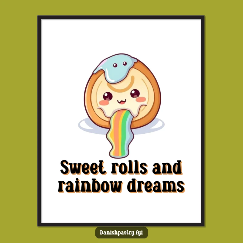 Free Printable Wall Art: Cheerful Cinnamon Roll Funny Decor Downloadable, Whimsical Sweet Art Gift