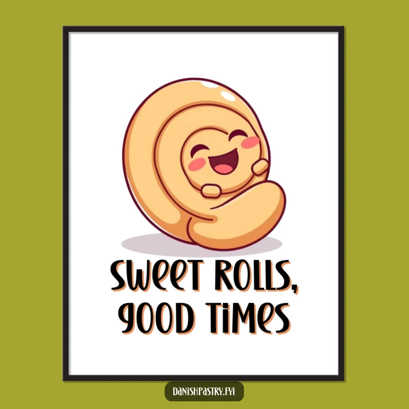 Funny Printable Wall Art: Laughing Cinnamon Roll Downloadable Decor