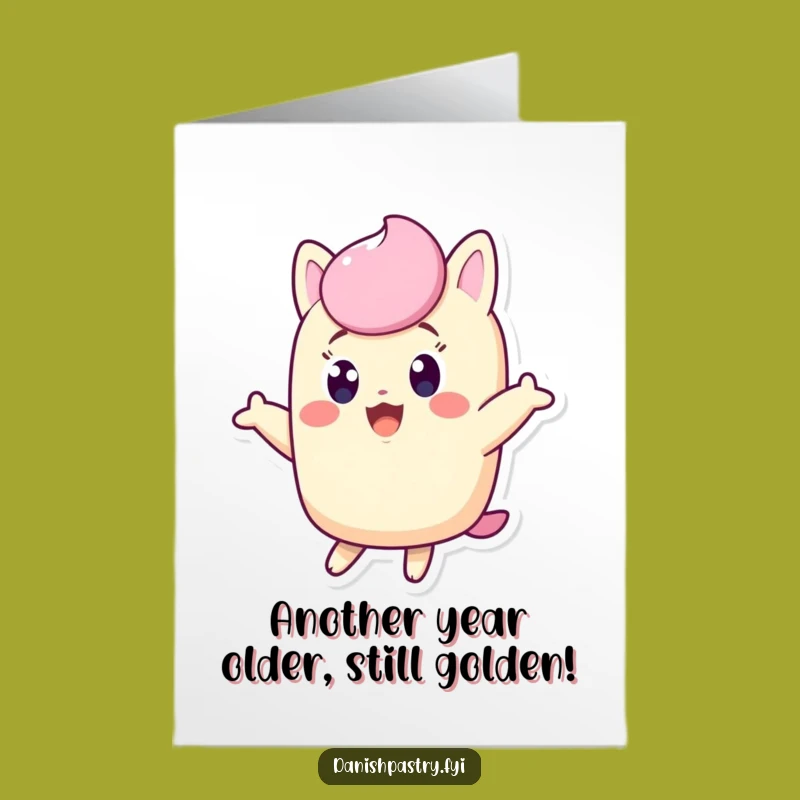 Free Printable Birthday Card: Twinkie Character Joyful Jump Funny Downloadable Gift
