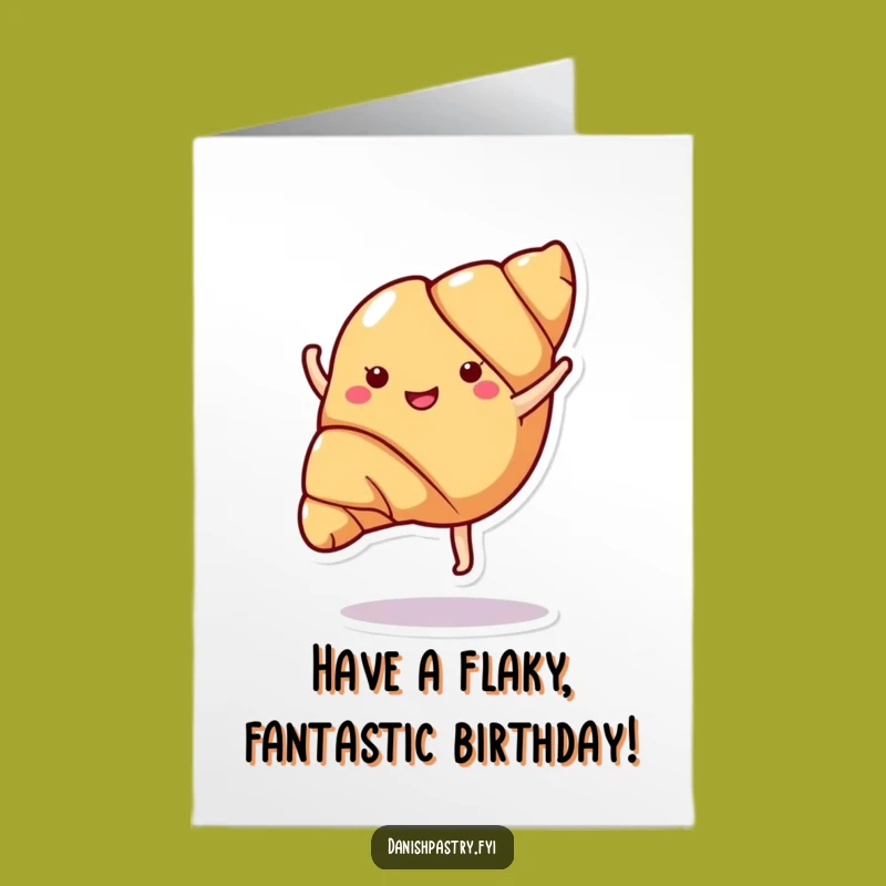 Free Printable Croissant Cartwheel Birthday Card: Funny Downloadable Gift for a Fun Celebration