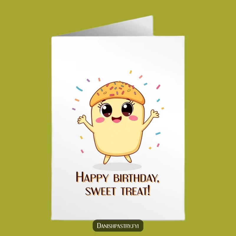 Free Printable Funny Pastry Birthday Card: Sprinkle Dance Downloadable Gift for Sweet Celebrations