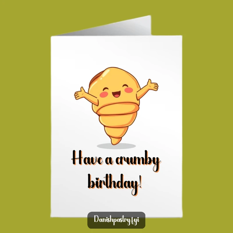 Free Printable Birthday Card: Smiling Croissant Cartwheel - Funny Downloadable Gift