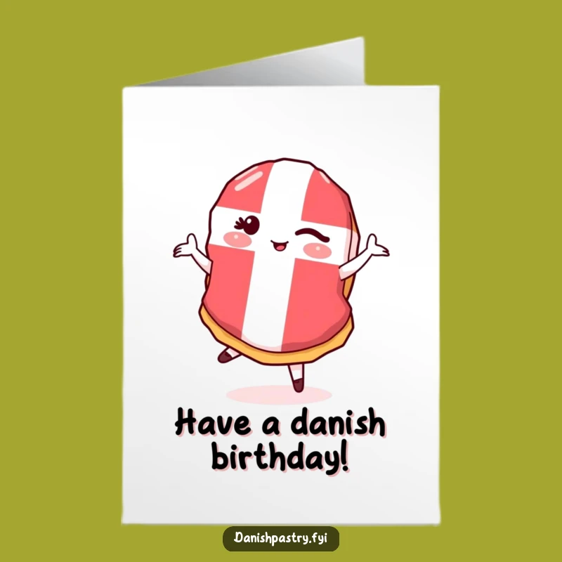 Winking Danish Flag Free Printable Birthday Card: Playful Downloadable Gift