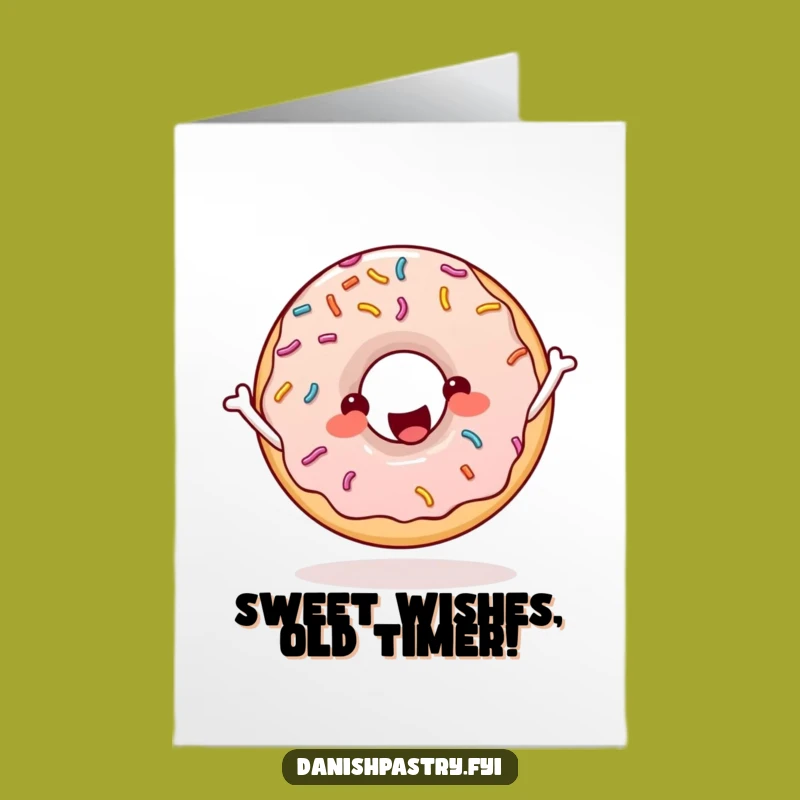Free Printable Birthday Card: Cheerful Donut Skipping Rope - Funny Downloadable Gift