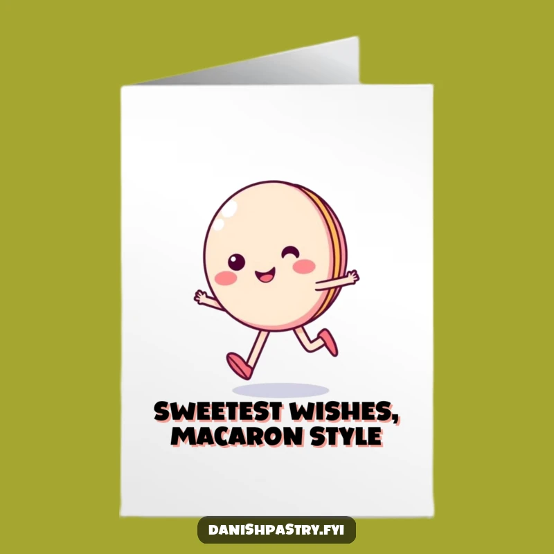 Free Printable Birthday Card: Smiling Macaron Skip Funny Downloadable Gift