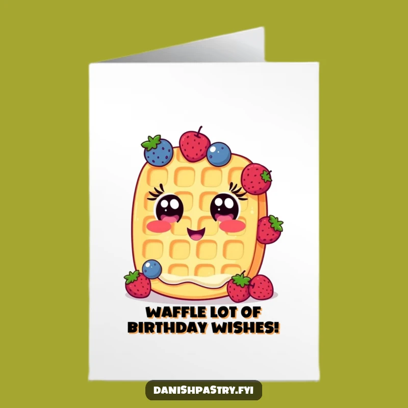 Free Printable Waffle Birthday Card: Fun Juggling Berries Design for a Delicious Celebration