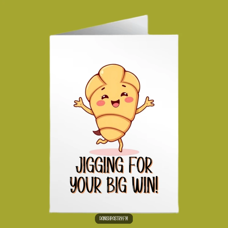 Free Printable Congrats Card: Dancing Almond Croissant Funny Downloadable Gift