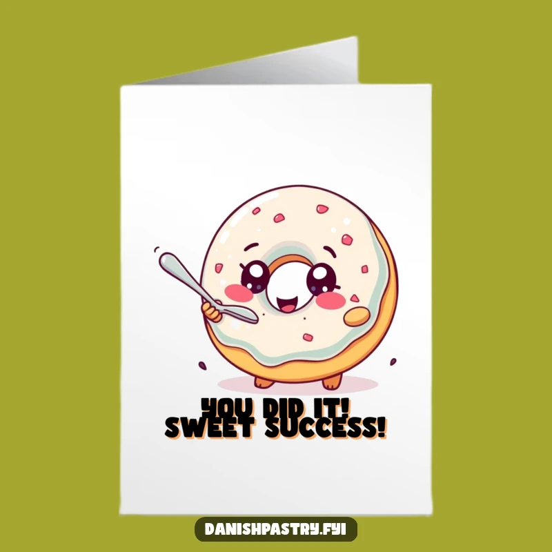 Free Printable Donut Congrats Card: Delightful Chasing Spoon Artwork for Joyful Occasions