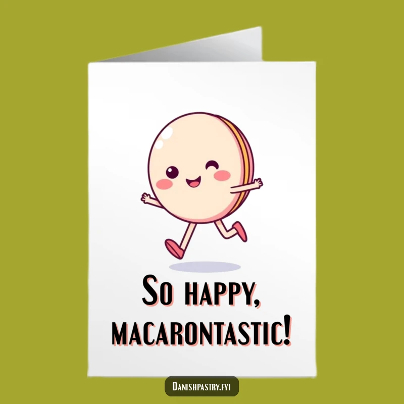 Free Printable Congrats Card: Skipping Macaron Funny Downloadable Gift