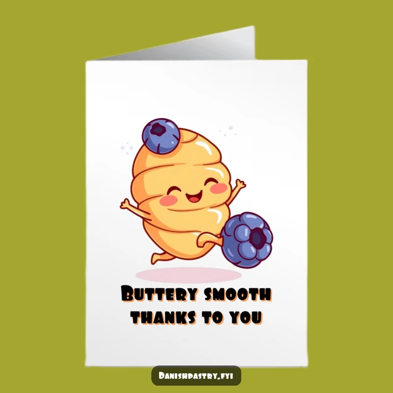 Free Printable Thank You Card: Croissant Kicking Blueberry Funny Downloadable Gift