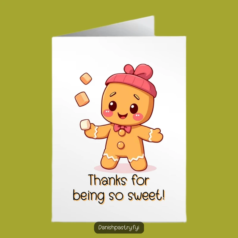Free Printable Thank You Card: Gingerbread Juggler Funny Downloadable Gift