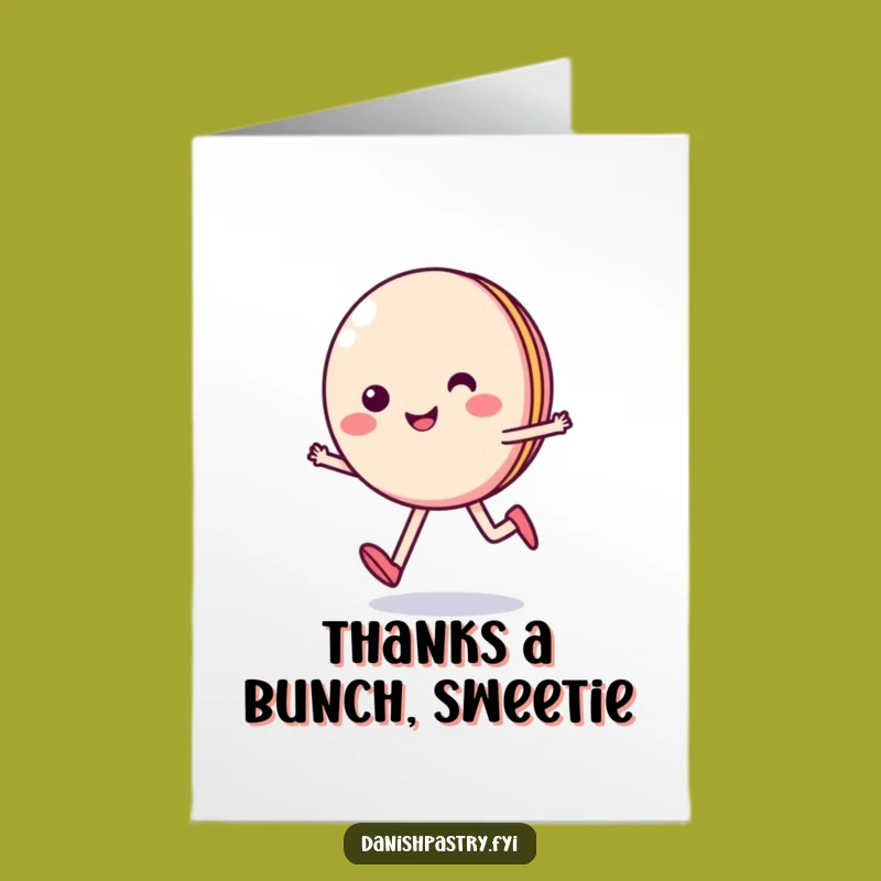 Free Printable Thank You Card: Happy Macaron Skip Funny Downloadable Gift