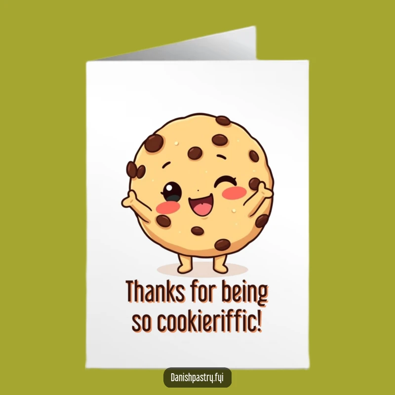 Free Printable Thank You Card: Silly Cookie Funny Downloadable, Chocolate Chip Gratitude Gift