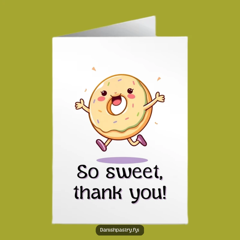 Free Printable Thank You Card: Funny Jelly Donut Leap Grateful Downloadable Gift