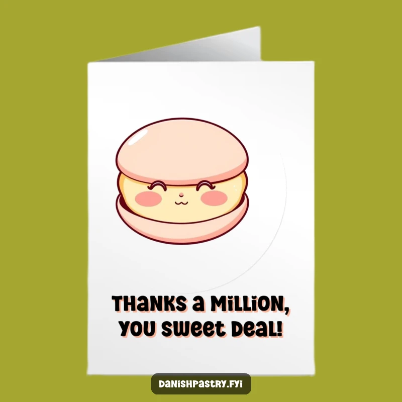 Free Printable Thank You Card: Kissing Macaron Thanks, Downloadable Gift for Sweet Gratitude