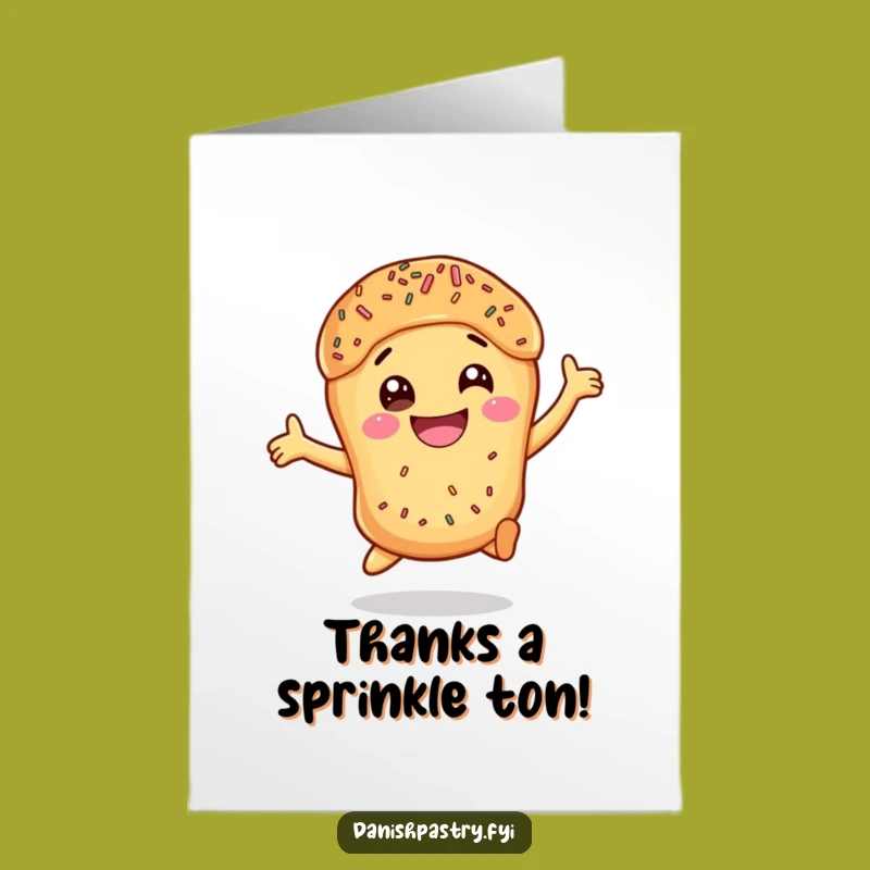 Funny Free Printable Thank You Card: Excited Danish Pastry Downloadable Gift