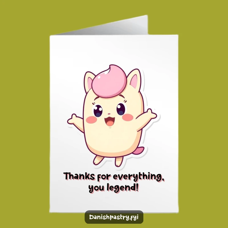 Free Printable Thank You Card: Twinkie Character Jumping Up Funny Downloadable