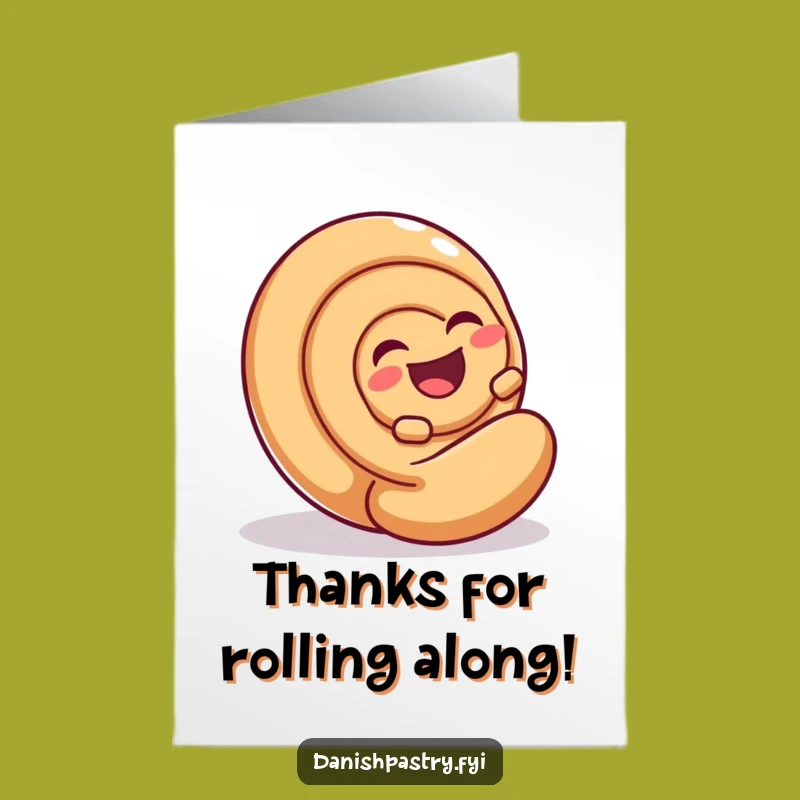 Funny Free Printable Thank You Card: Laughing Cinnamon Roll Downloadable Gift