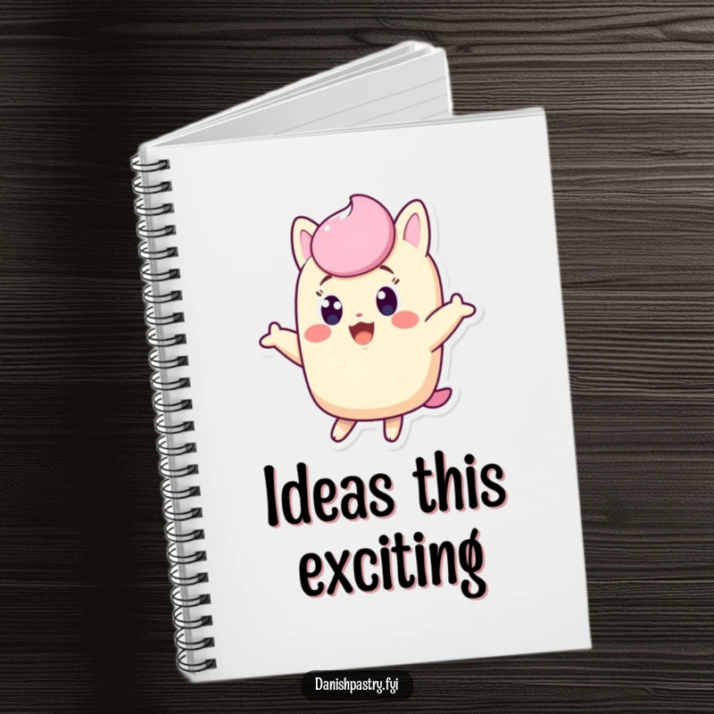 Funny Twinkie notebook, excited character jumping with wide eyes, perfect for capturing bright and funny thoughts.