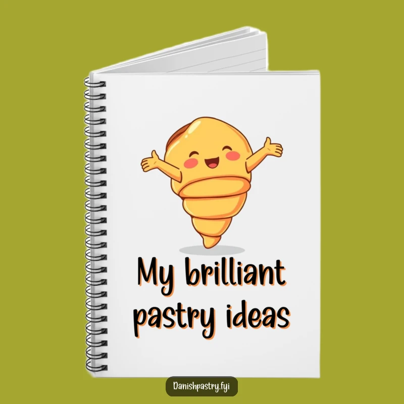 Funny Croissant Notebook - Smiling Pastry Cartwheeling Journal, Joyful Diary, Funny Gift
