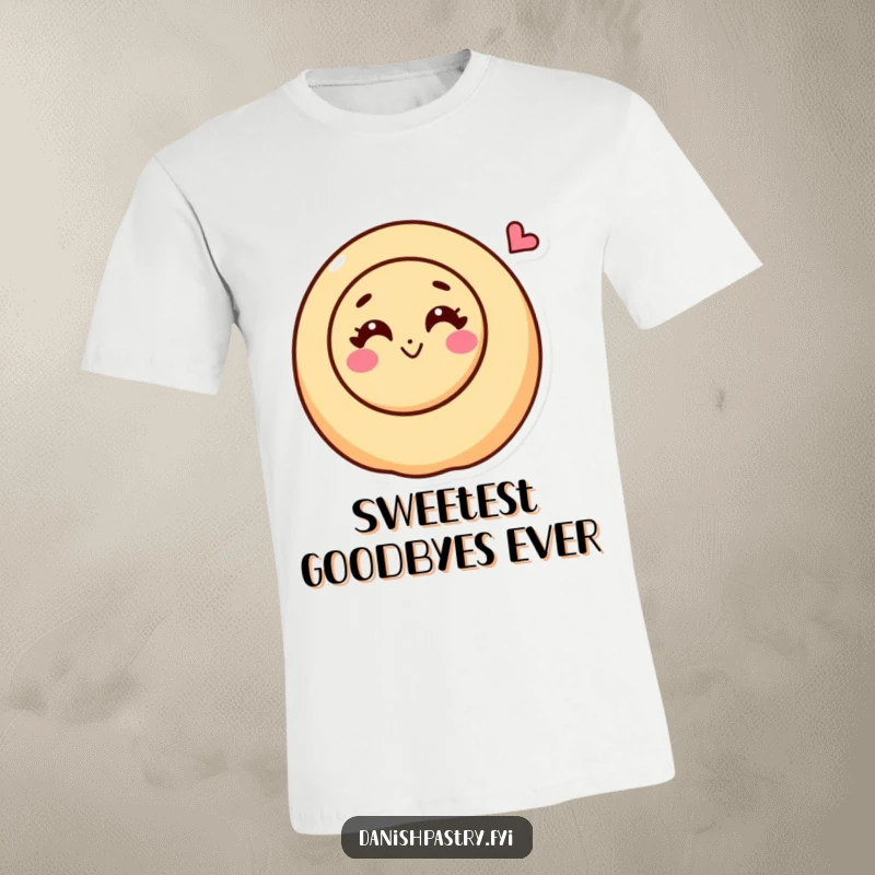 Funny cinnamon roll character with a happy swirl blowing a kiss on a t-shirt, embodying sweet affection.