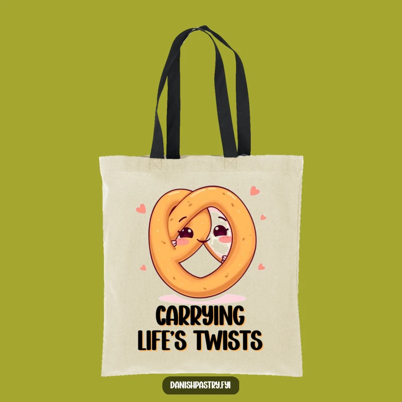 Funny Happy Pretzel Twists Tote Bag - Playful Pastry Carry-all & Gift