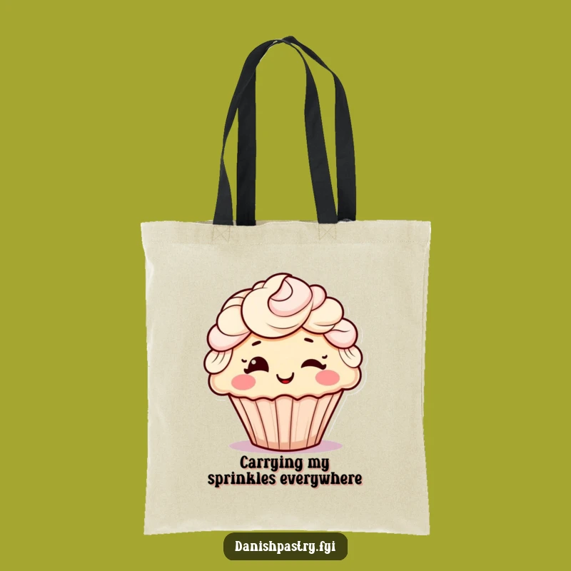 Funny Winking Cupcake Tote Bag: Cheerful Frosting Hair Carry-All, Perfect Humorous Gift
