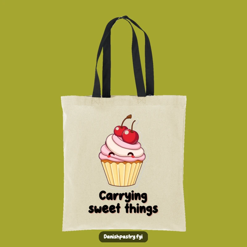 Funny Cupcake Bouncing Cherry Tote Bag: Delightful Frosting Bag Gift