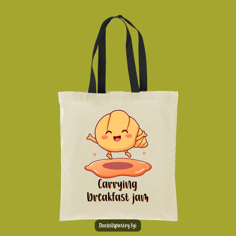 Funny Croissant Jam Leap Tote Bag: Stylish Pastry Character Carryall, Perfect Funny Gift