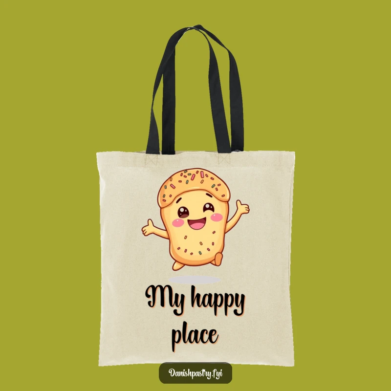 Funny Danish Pastry Leap Tote Bag: Carry Sprinkled Excitement, Perfect Gift