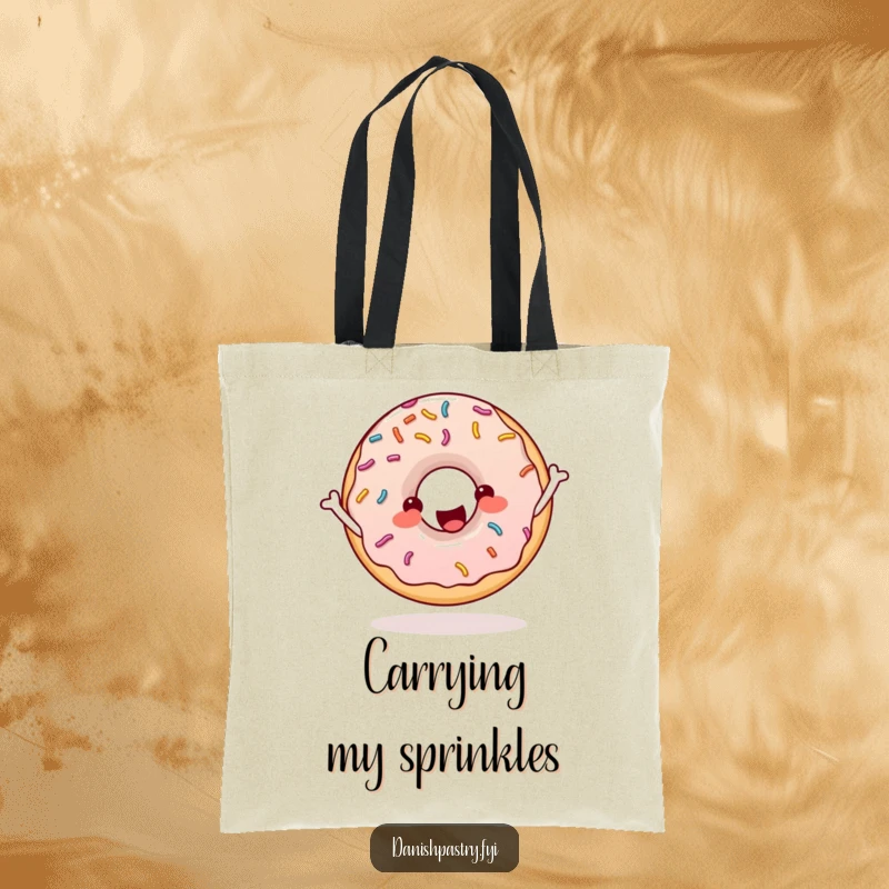 Funny cheerful donut with sprinkles skipping rope, a vibrant and practical tote bag for daily use.