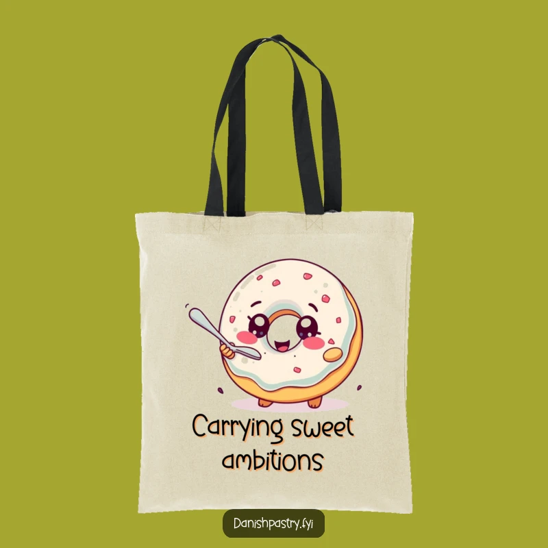 Funny Jelly Donut Tote Bag: Delightful Pastry Chasing Spoon, Chic and Hilarious Carry-all