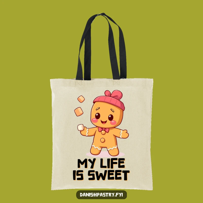 Funny Gingerbread Man Tote Bag - Juggling Cubes Carryall for Sweet Adventures